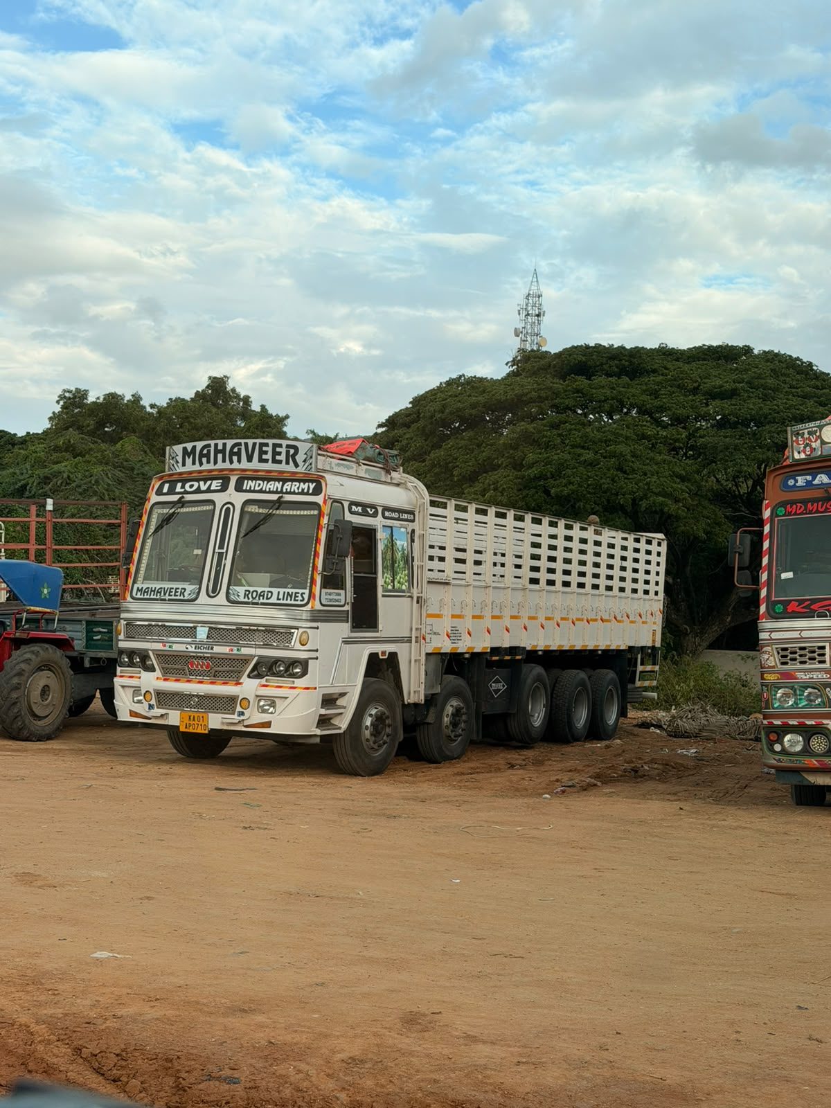 Mahaveer Road Lines heavy multi-axle truck at the Bengaluru yard